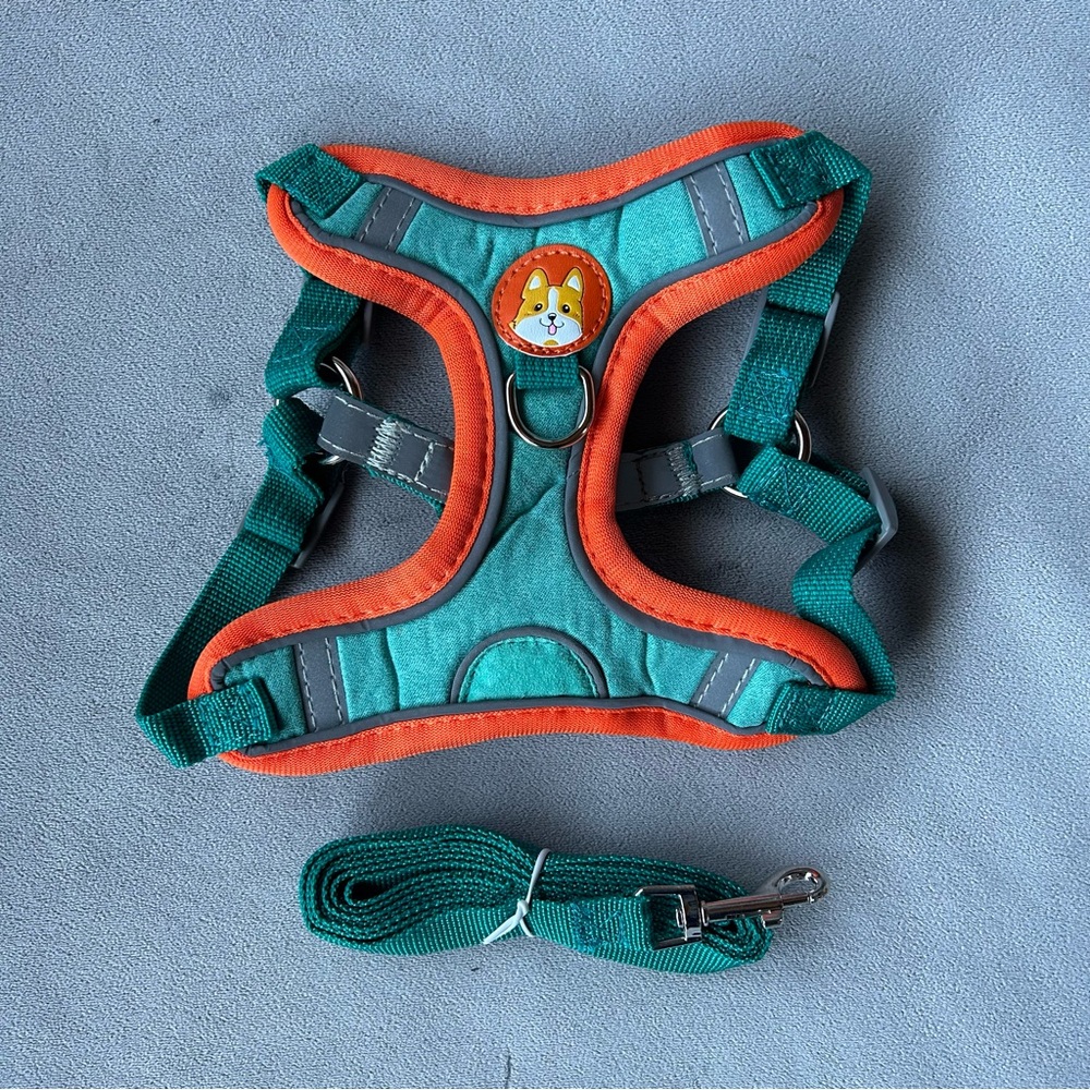 Reflective Dog Harness ~ Leash ~ Size M ~ Brand New!
